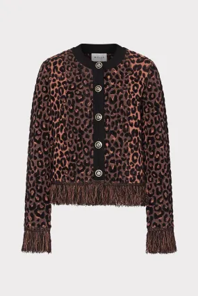 Leopard Fringe Cardigan Jacket Morning Commute Gear Bomber Cut