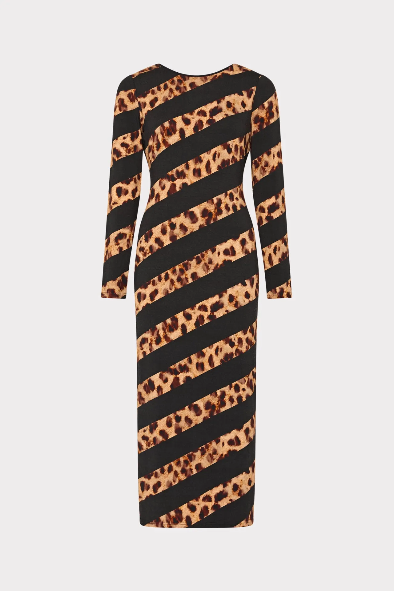 Night Out Street Elegance Leopard Stripe Jersey Midi Dress