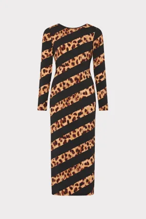 Leopard Stripe Jersey Midi Dress Formal Outfit