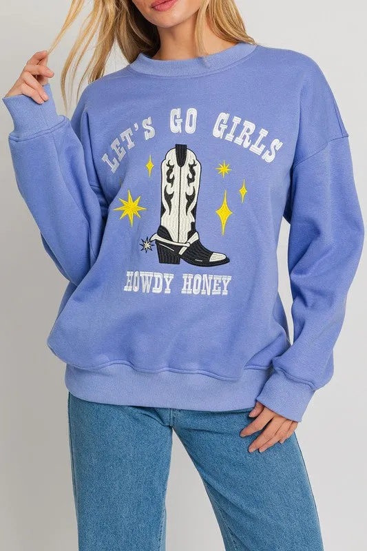 Elastic hem Outdoor Style Let's Go Girls- Howdy Honey Pullover