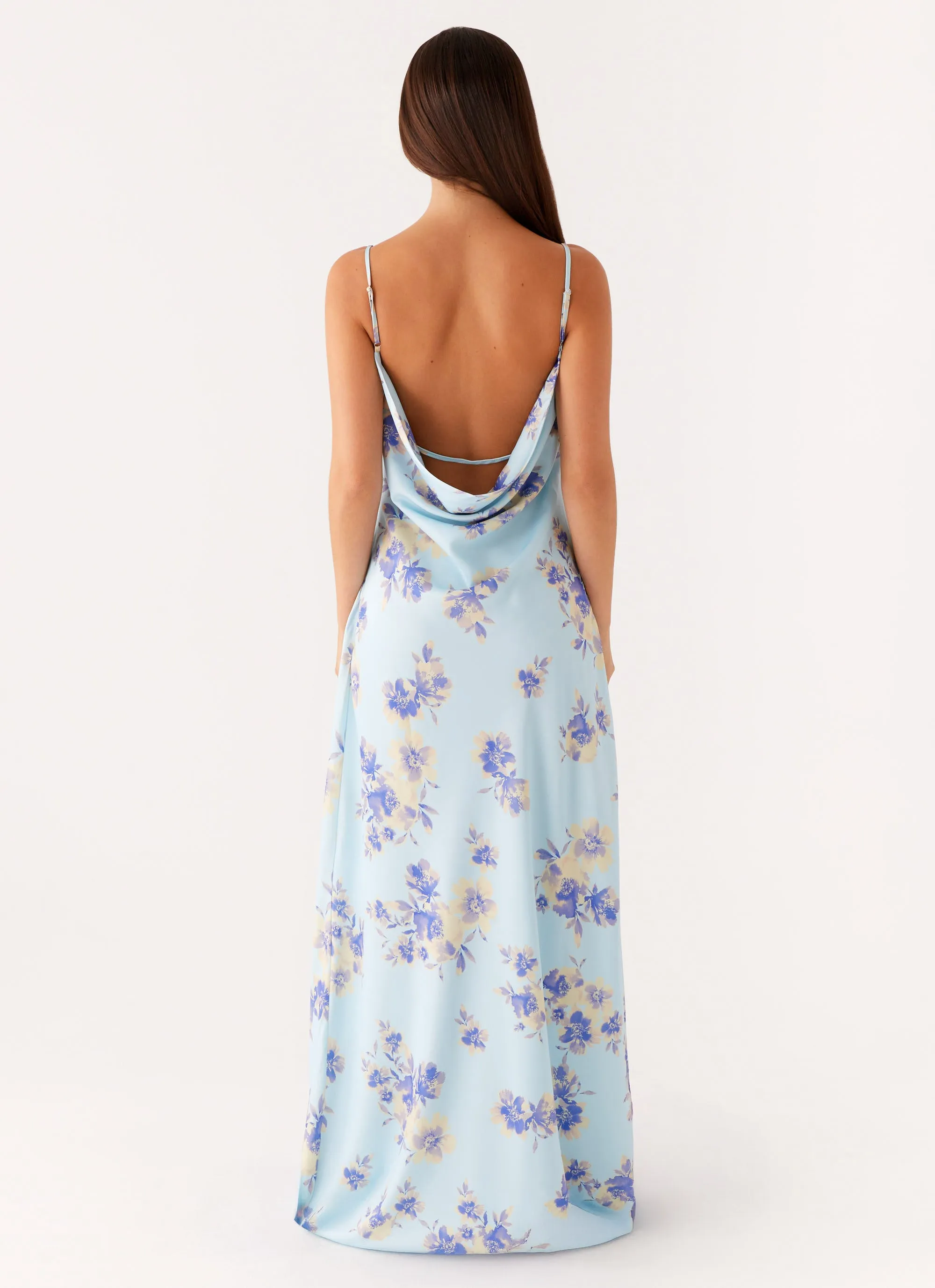 Side Ruching Liana Cowl Maxi Dress - Print