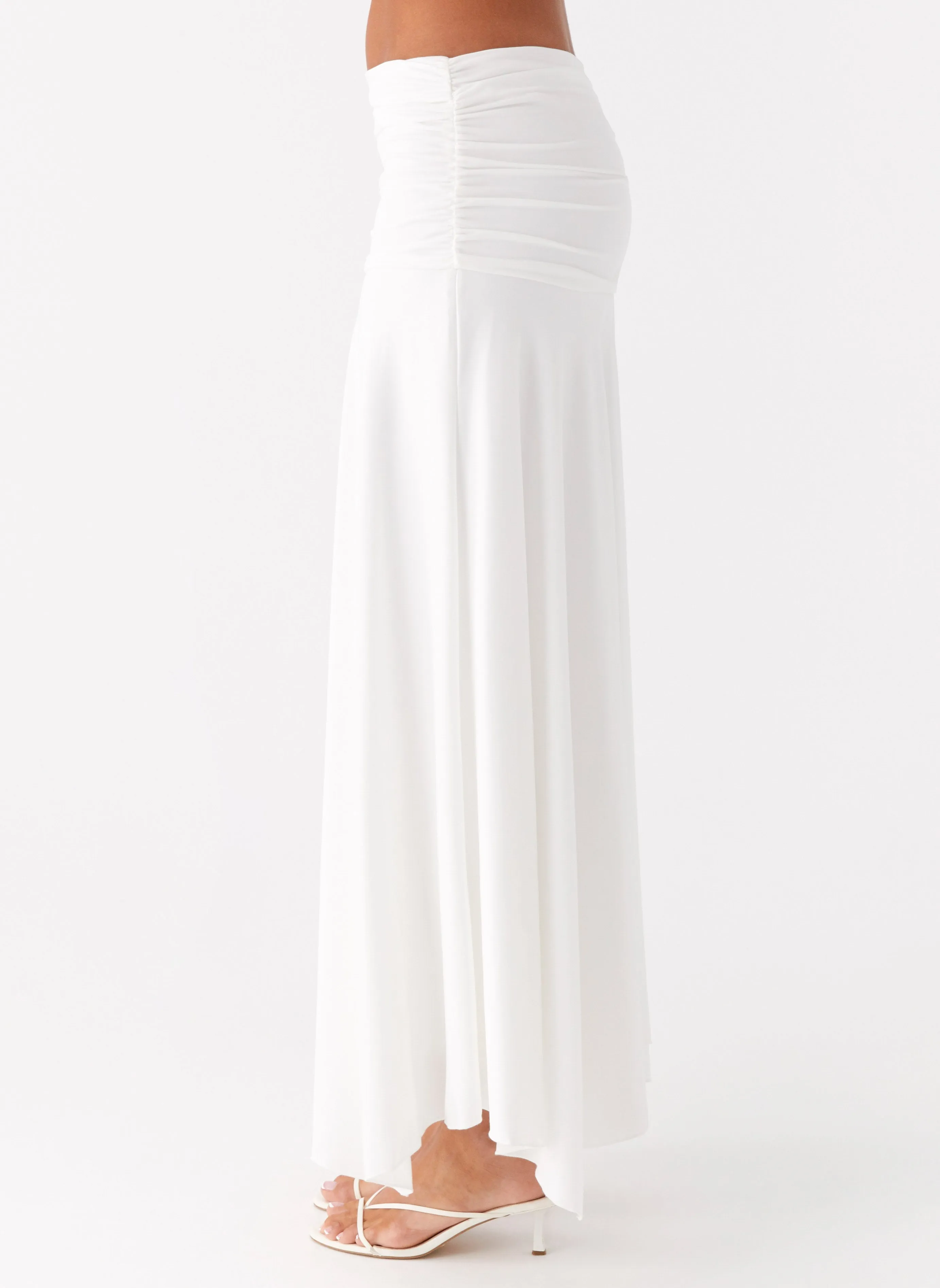 Quiet Style Fashion Fusion Liana Ruched Maxi Skirt - White