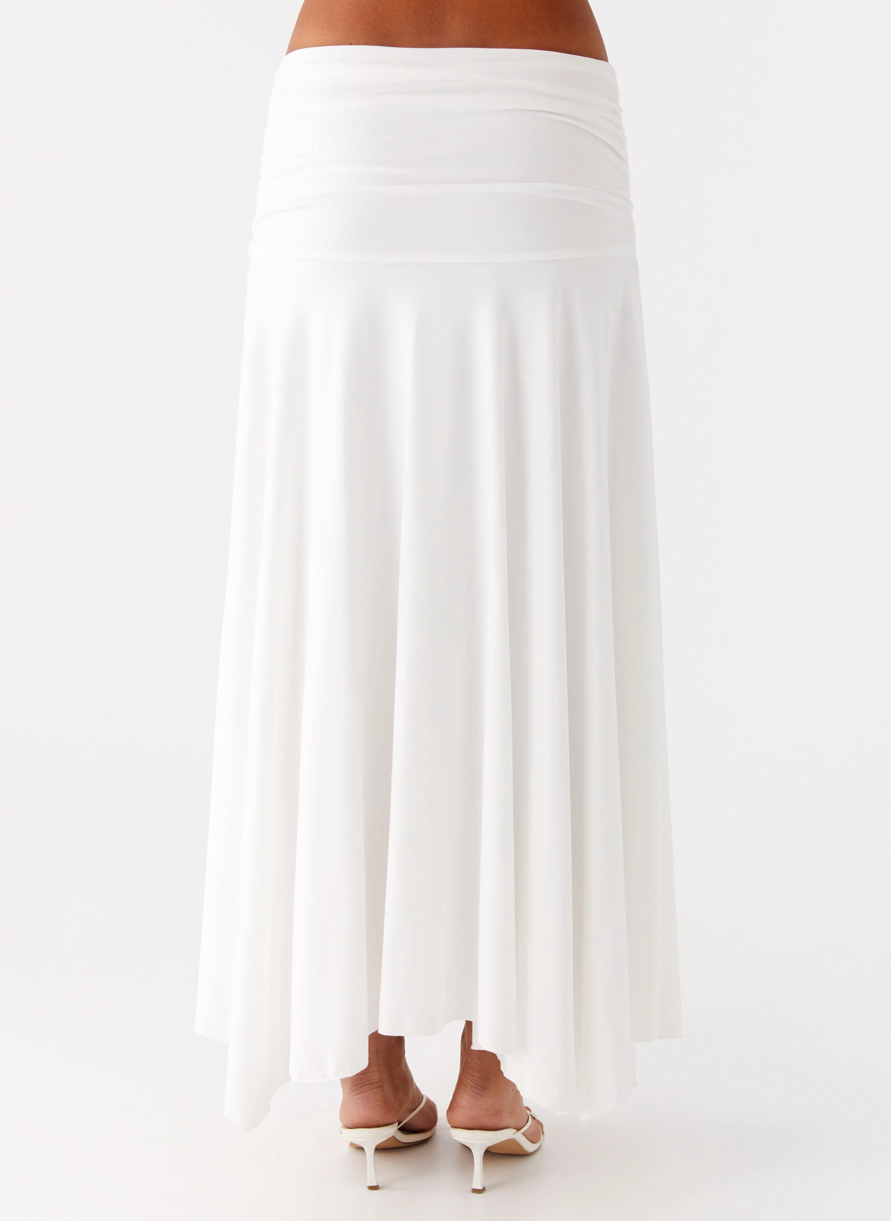 Liana Ruched Maxi Skirt - White Easy Motion Modern Wardrobe