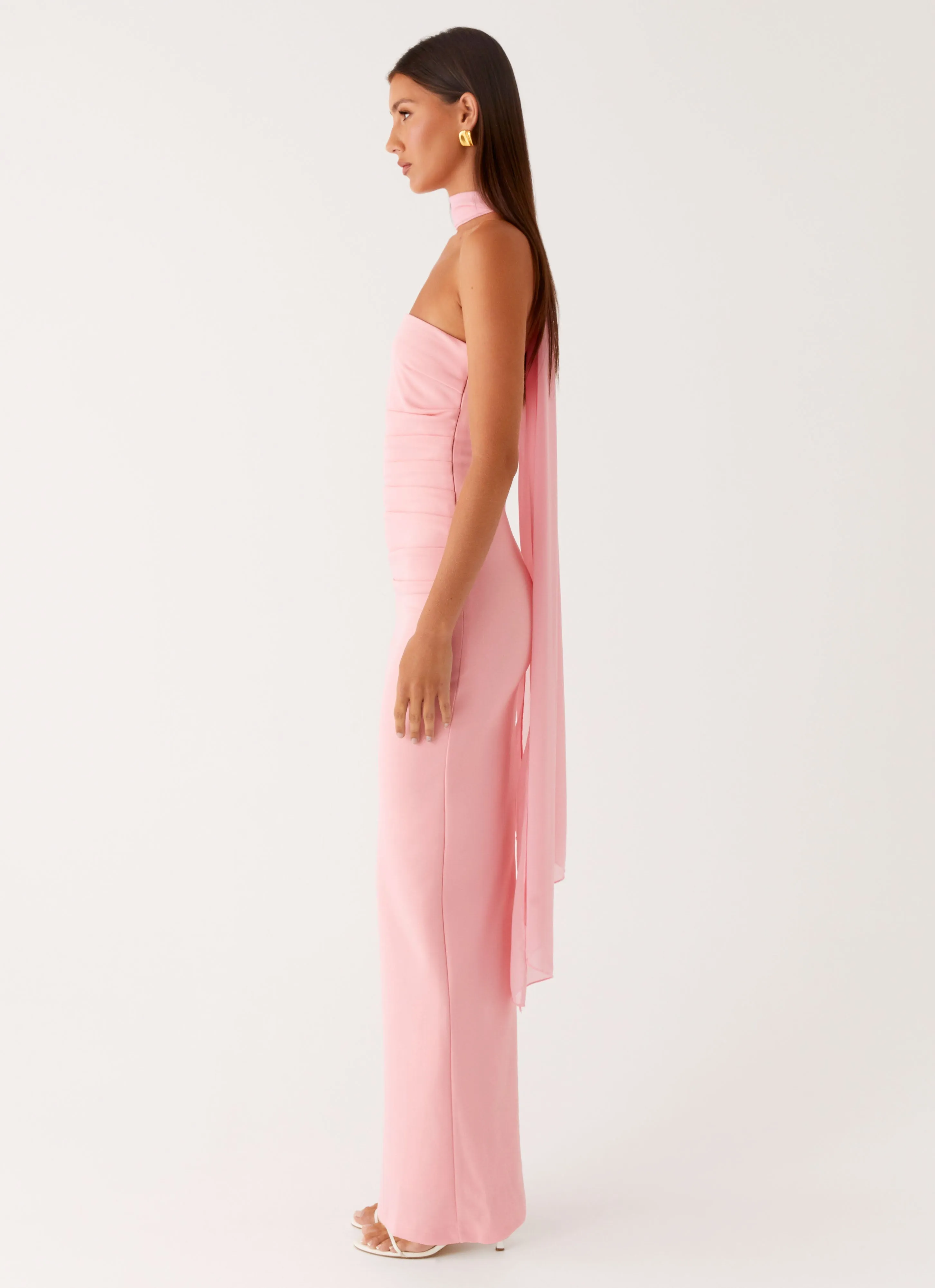 Chilly Weather Layer Wrinkle-Free-Finish Libra Maxi Dress - Pink