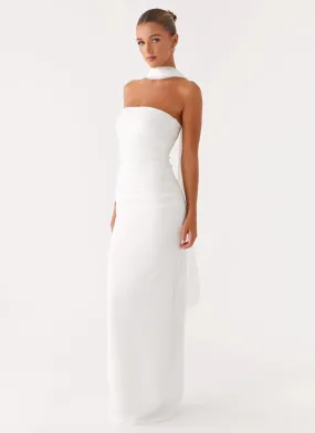 Libra Maxi Dress - White V-Neck