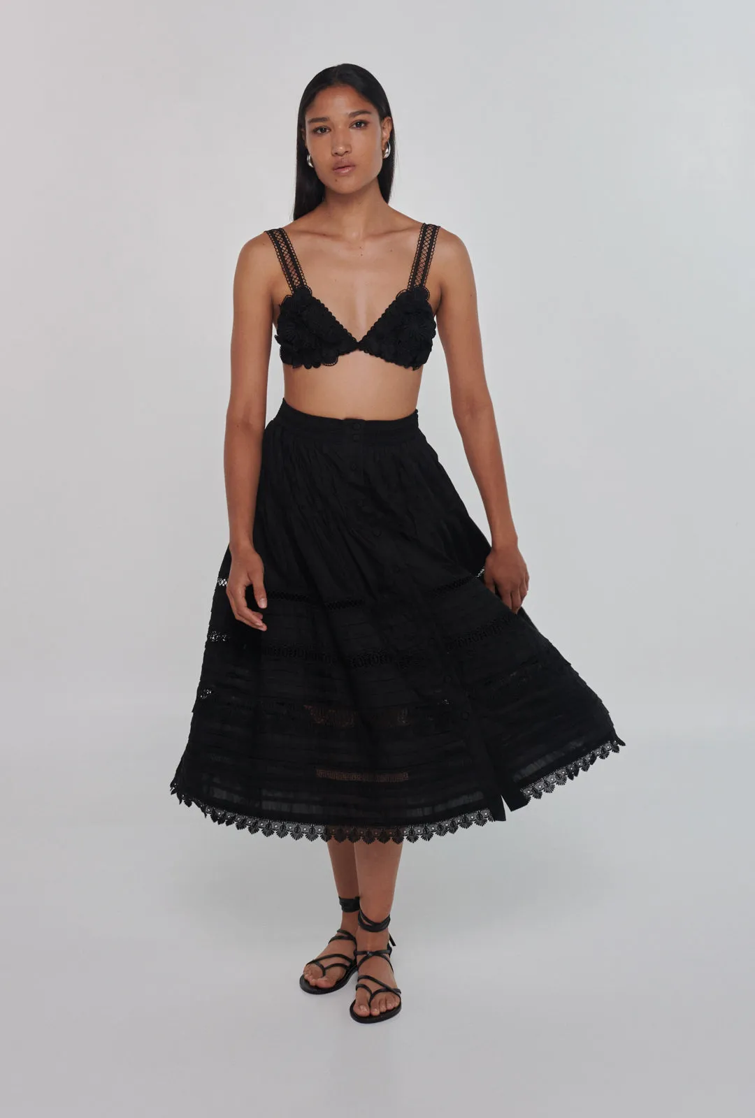 CAMILA MIDI SKIRT BLACK Breathable activewear