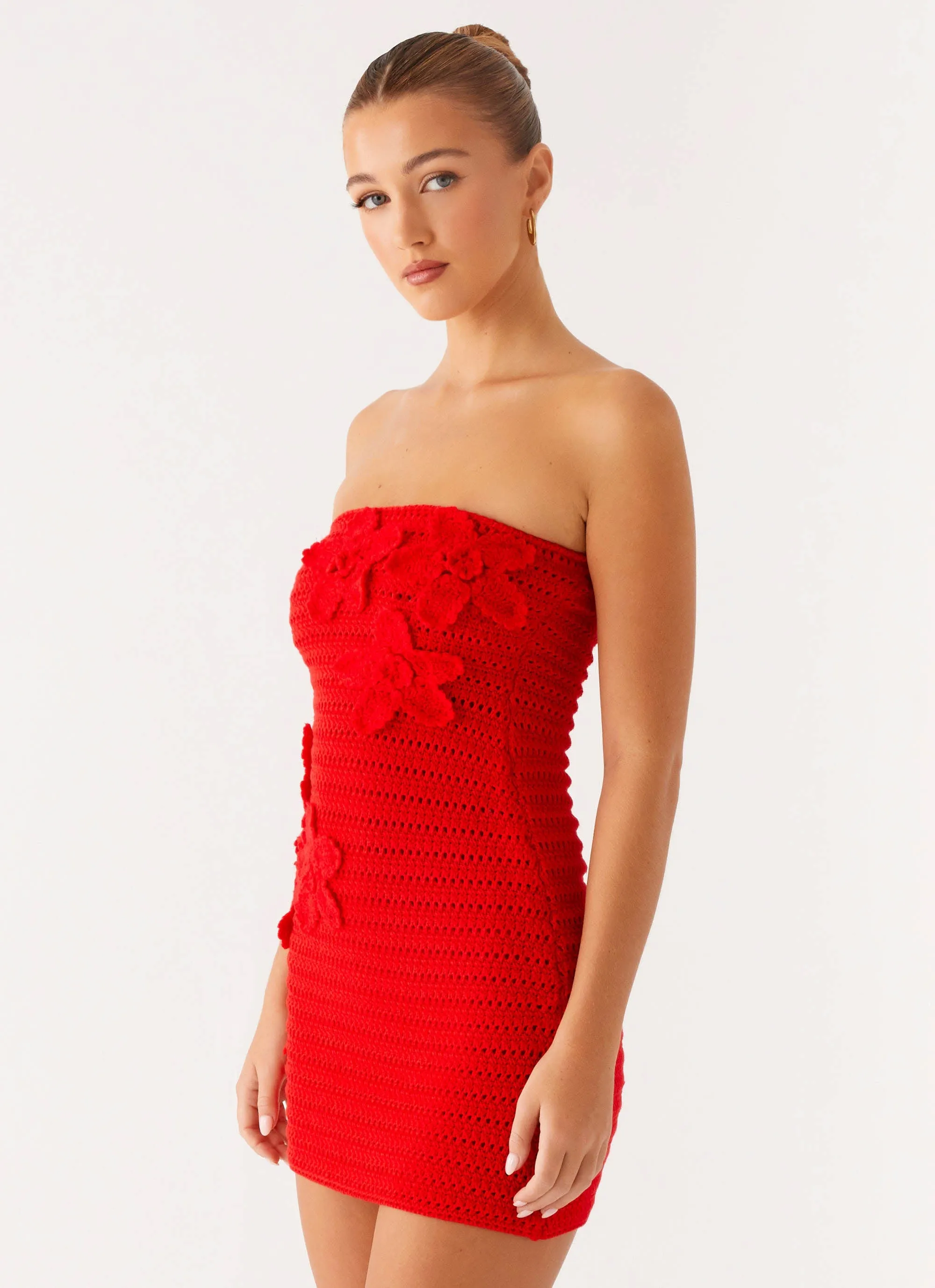 Clean Style Retro Style Sicily Mini Dress - Red