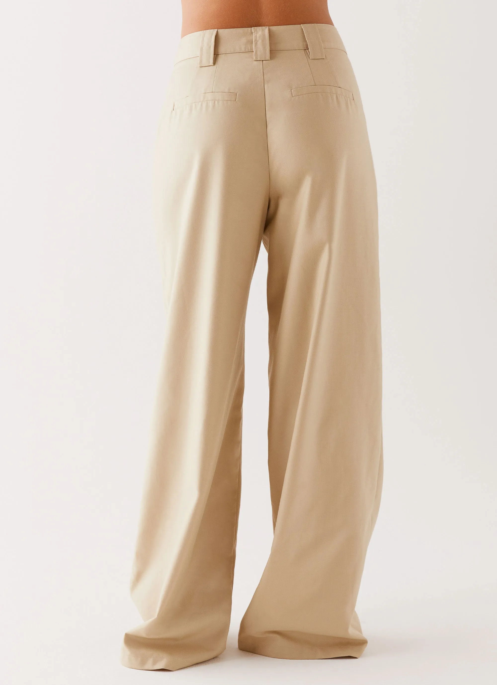 Soft Brush Lining Siena Style Tailored Pants - Beige