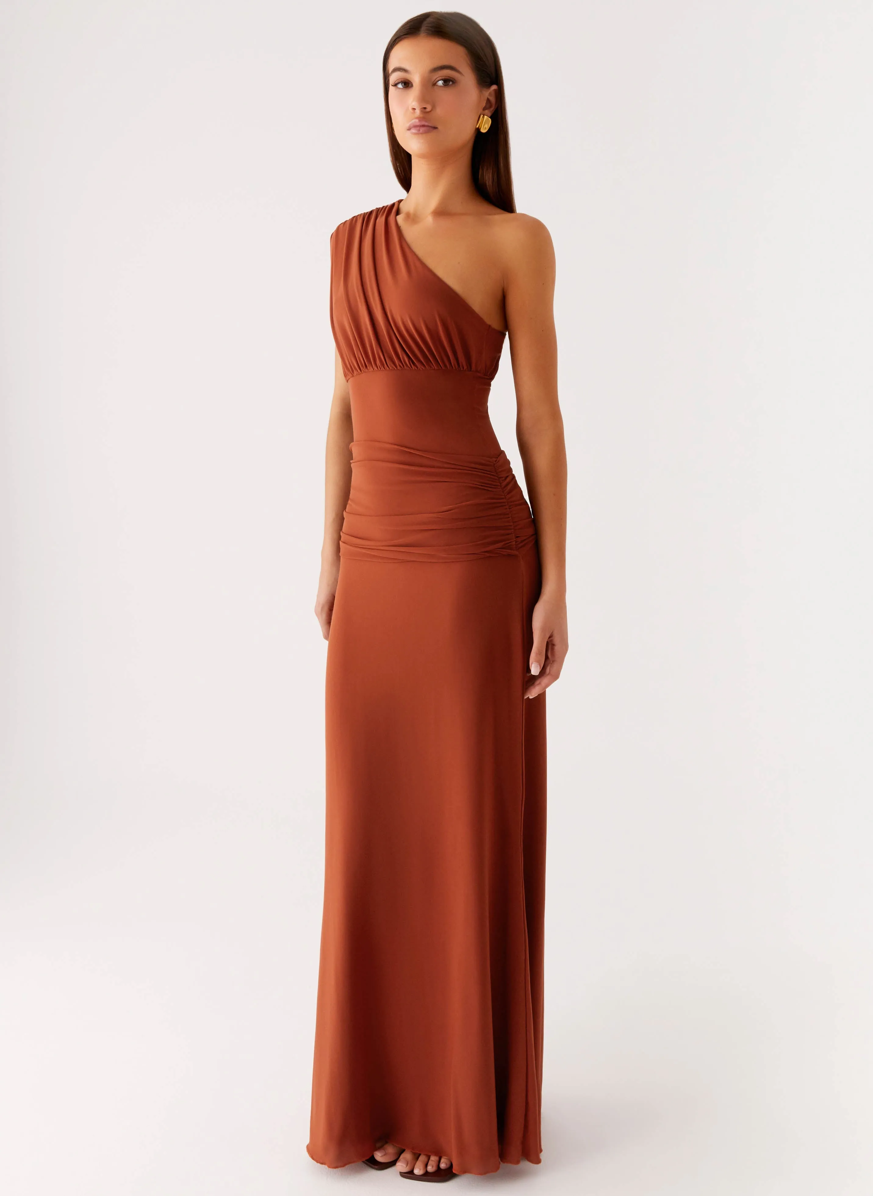 Autumn Ready Smart Layers Glimmer Maxi Dress - Rust
