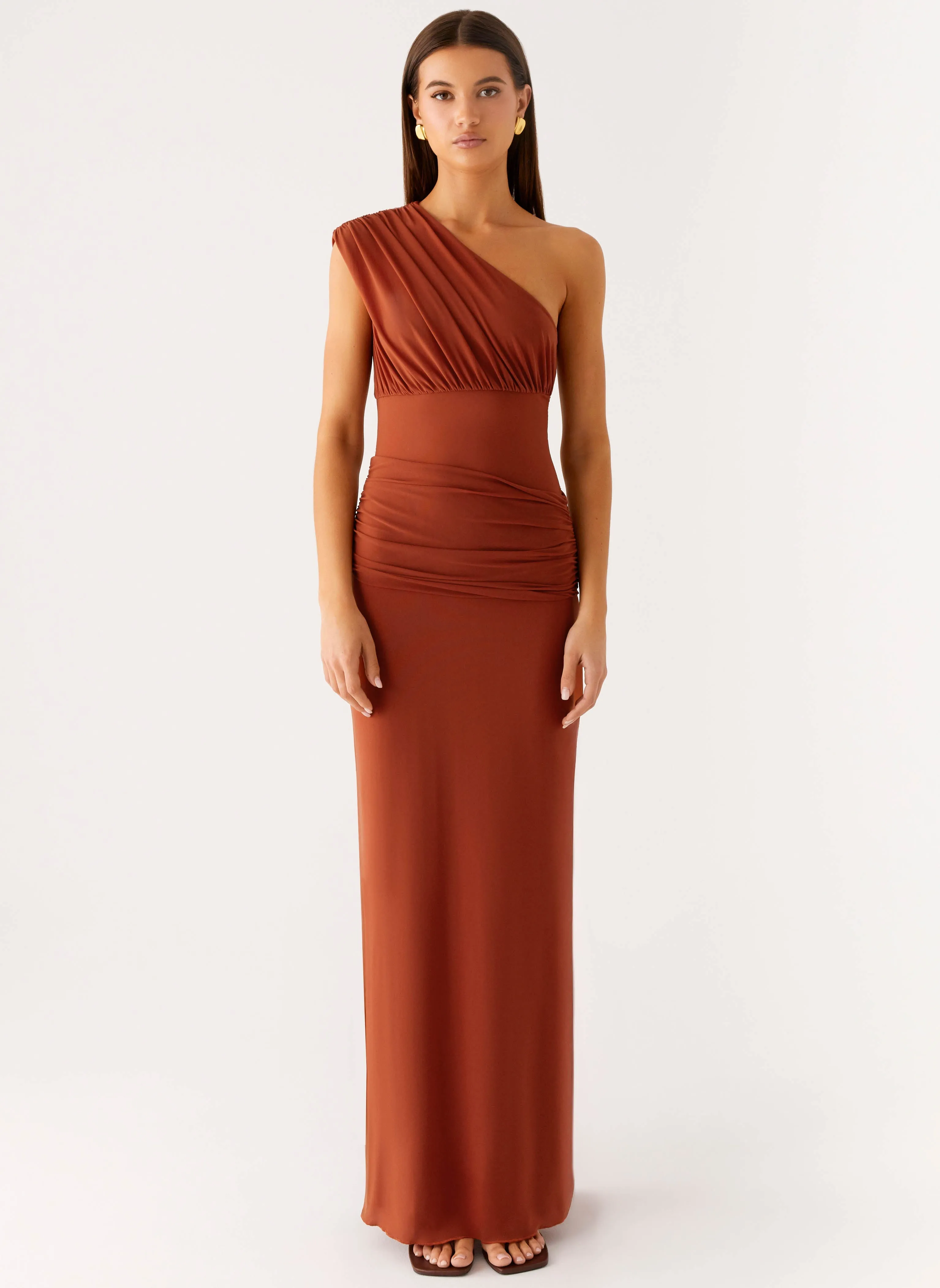 Tall Girl Glimmer Maxi Dress - Rust