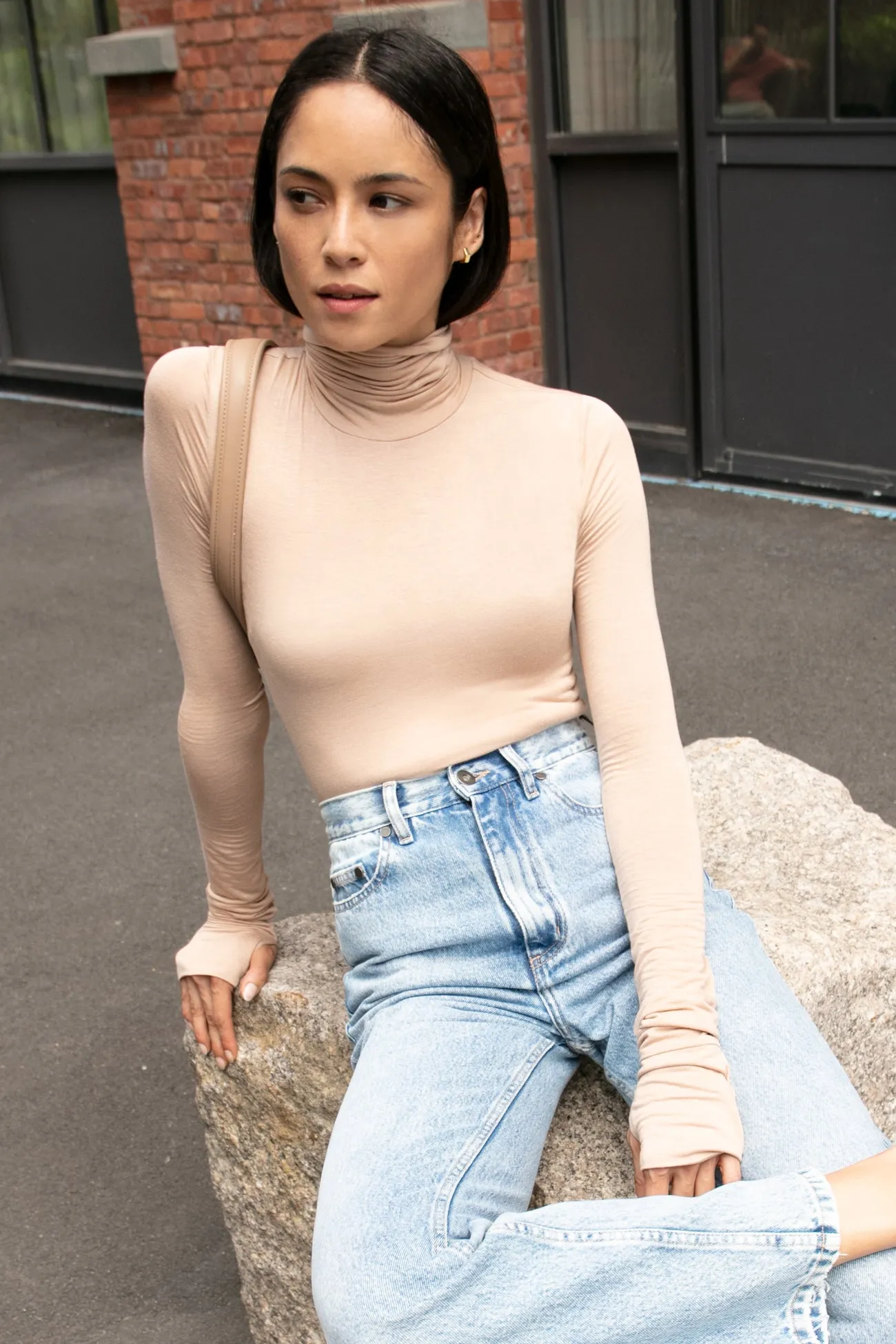 EcoFriendly Material AntiStaticFinish Eloise Sheer Turtleneck