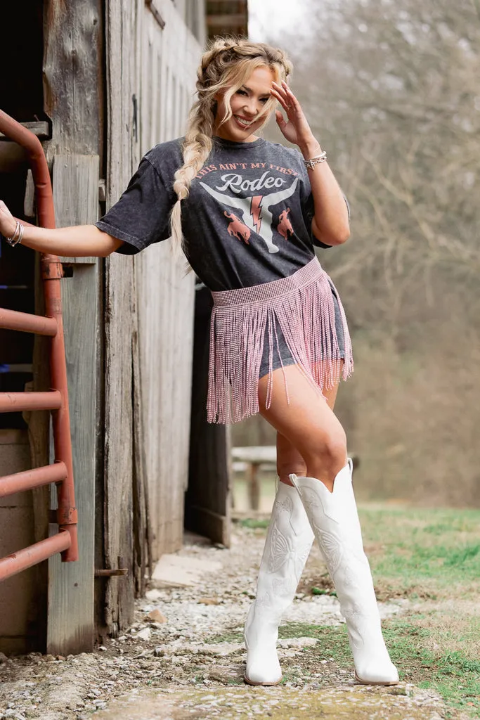 Ain't My First Rodeo Graphic Tee Contemporary Cut Layered Neckline Details