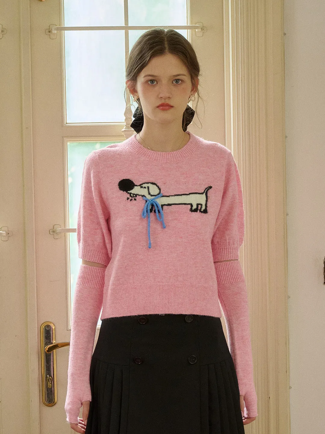 Non Irritating Seam Finish Hidden Storage Pocket ??Final Sale??Lorelai Round Neck Puff Sleeve Bow Detail Pullover Sweater