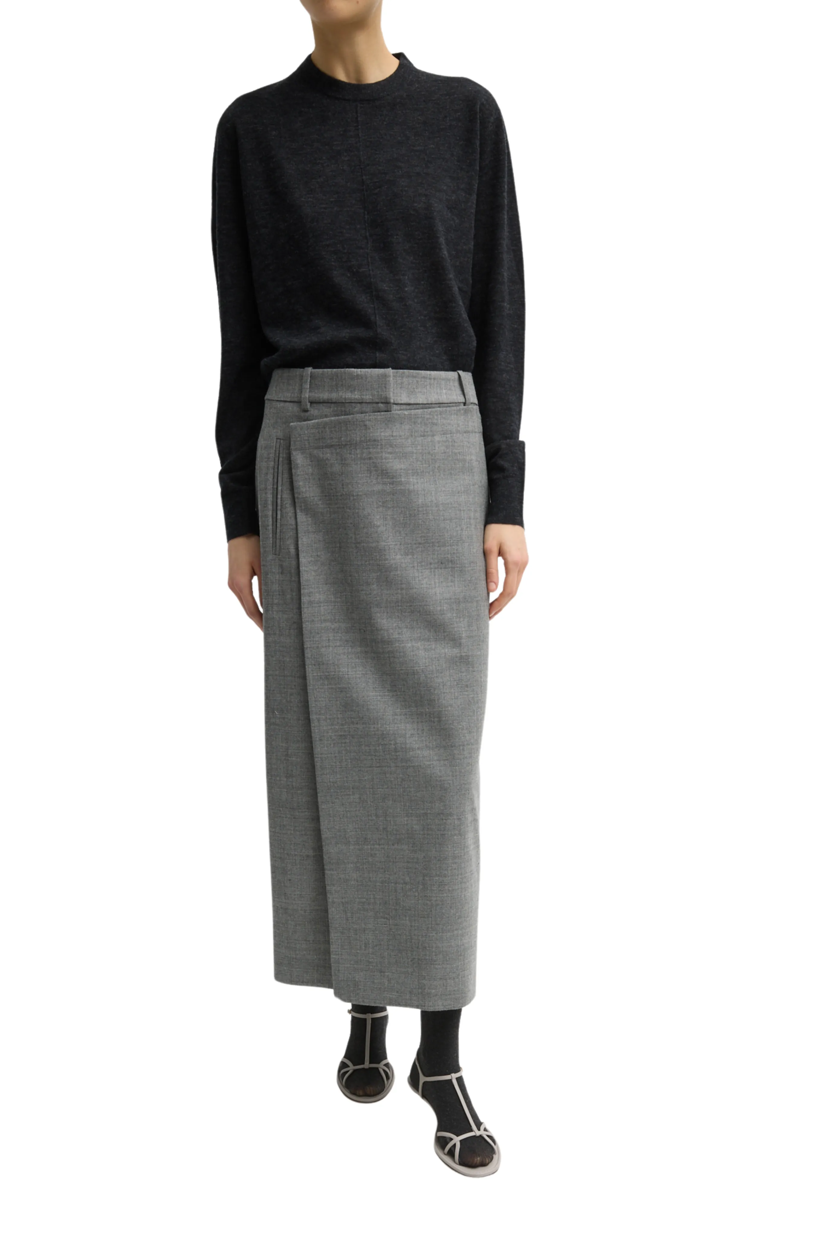 OdorResistant Technology Office Wear Techy Bonded Wool Wrap Maxi Skirt