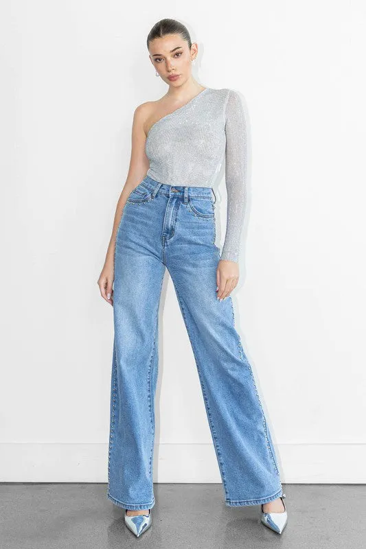 FlexibleStretchWeave Viper Studded Wide Leg Jeans