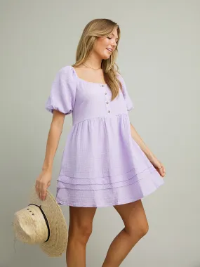 Lilac Puff Sleeve Dress Clean Tone