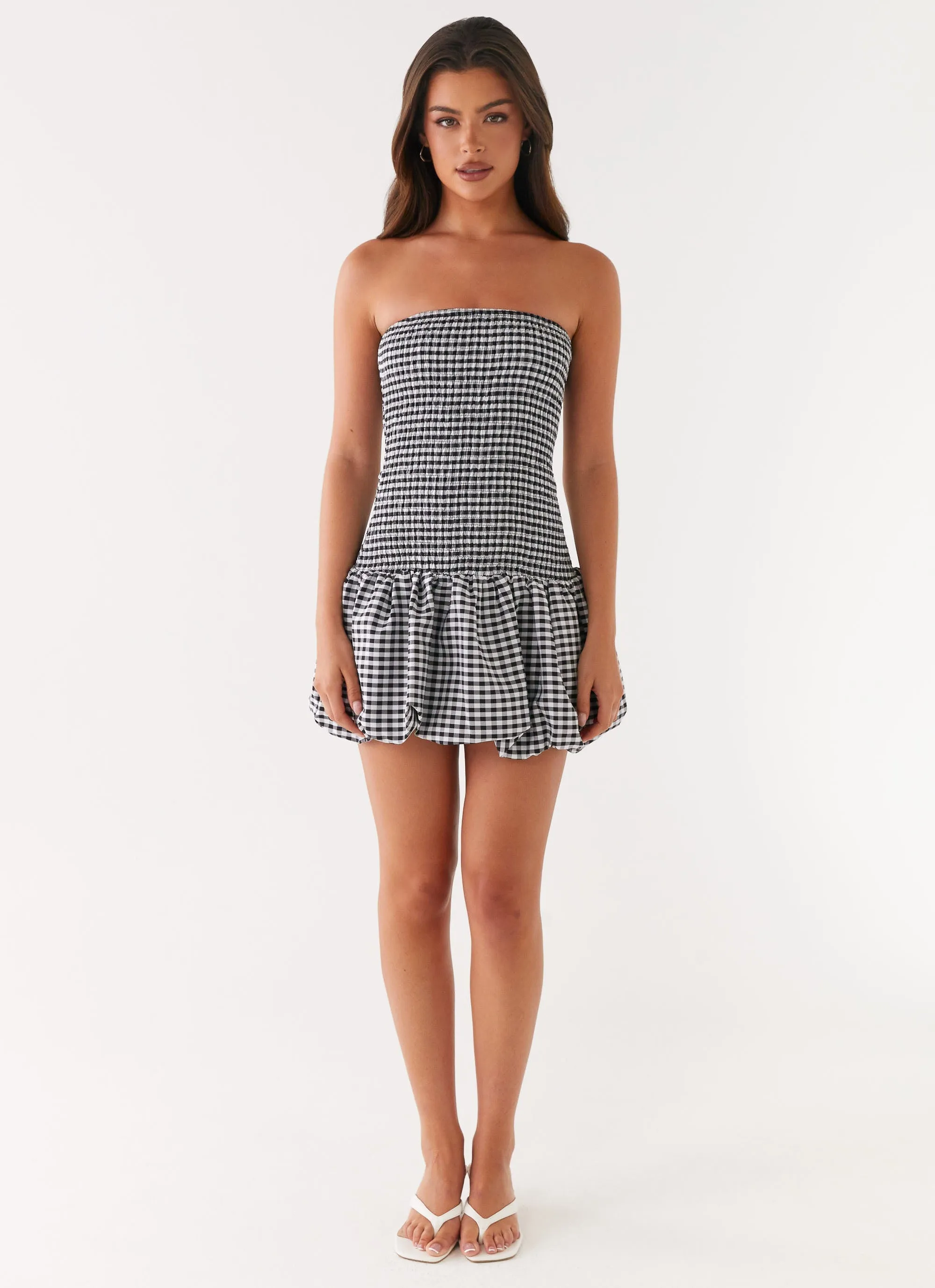 Martell Mini Dress - Black Gingham Formal Look Wrap style
