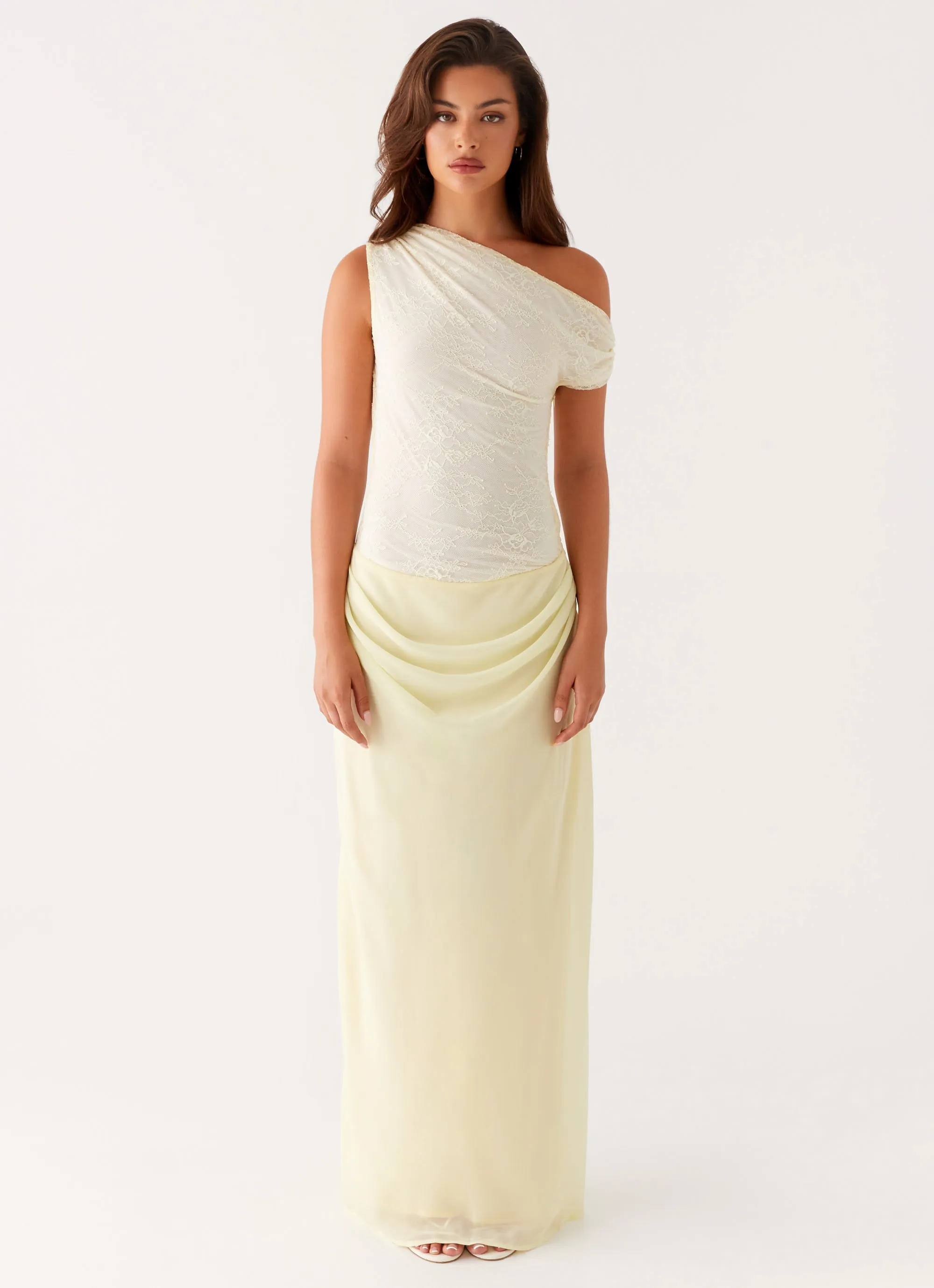 Lili Maxi Dress - Yellow Statement-Print