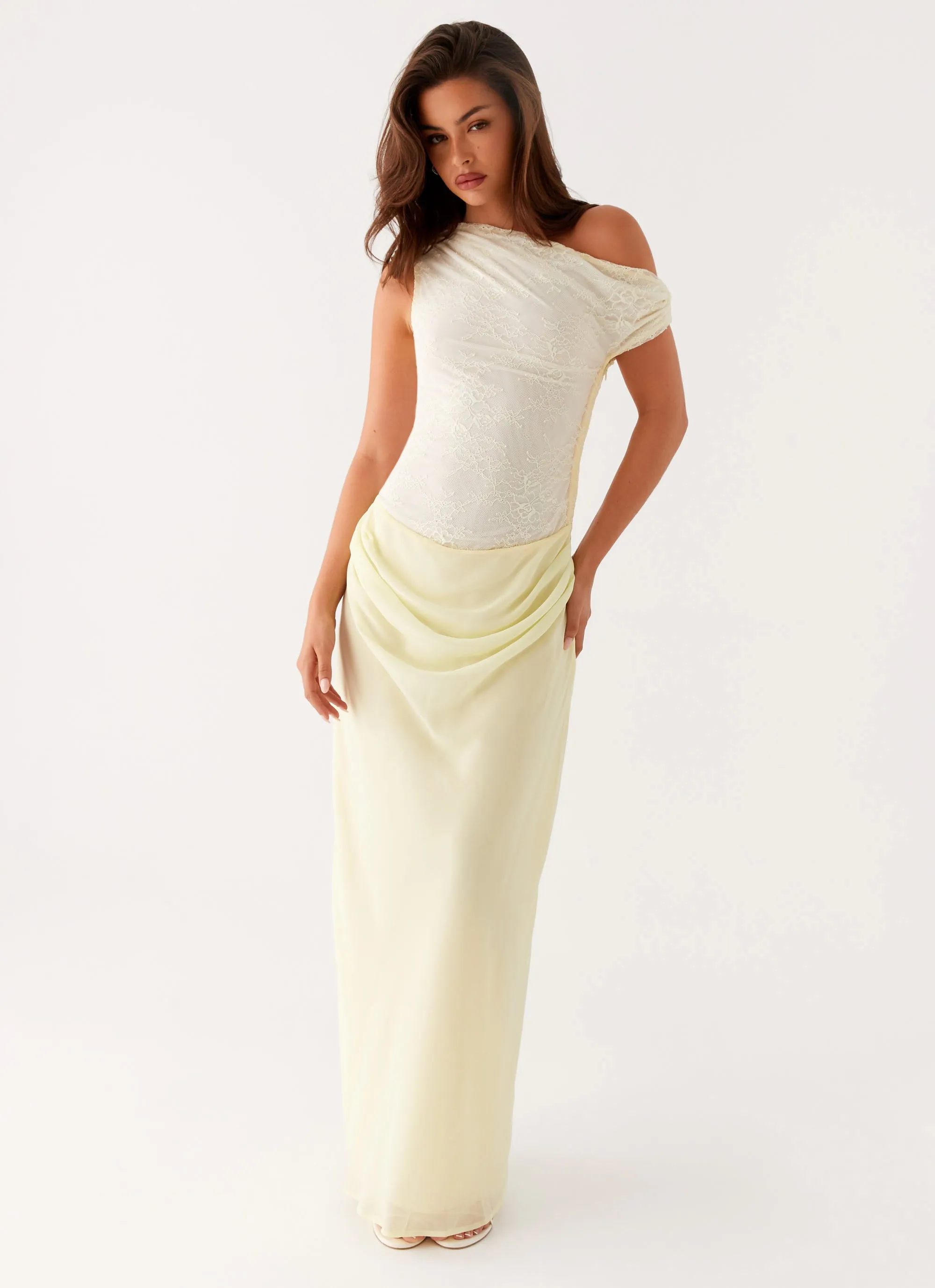 Lili Maxi Dress - Yellow Bride Friend Fresh Texture