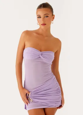 Lilibet Mini Dress - Lilac High Neck