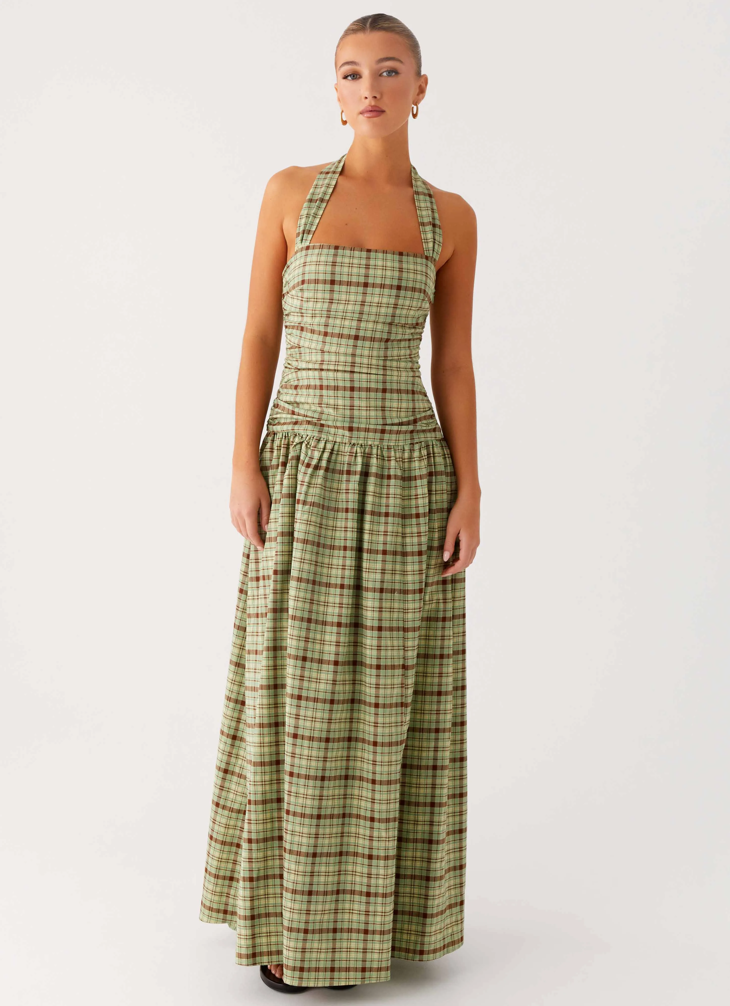 Casual Chic Wear Lilith Maxi Dress - Forest Plaid