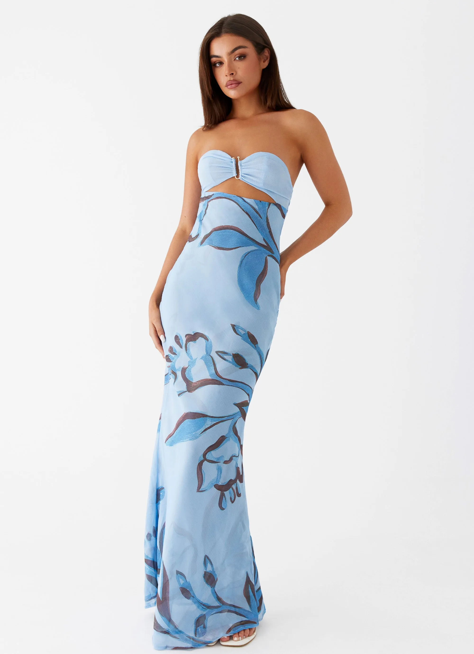 Stylish Touch Korean Trend Tropicana Maxi Dress - Blue Floral
