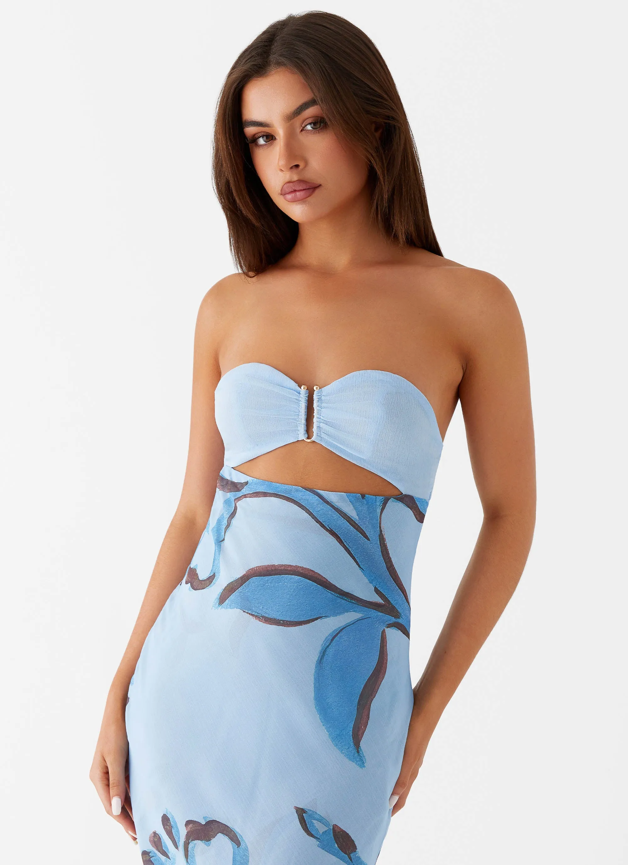 Calm Aesthetic Timeless office dress Tropicana Maxi Dress - Blue Floral