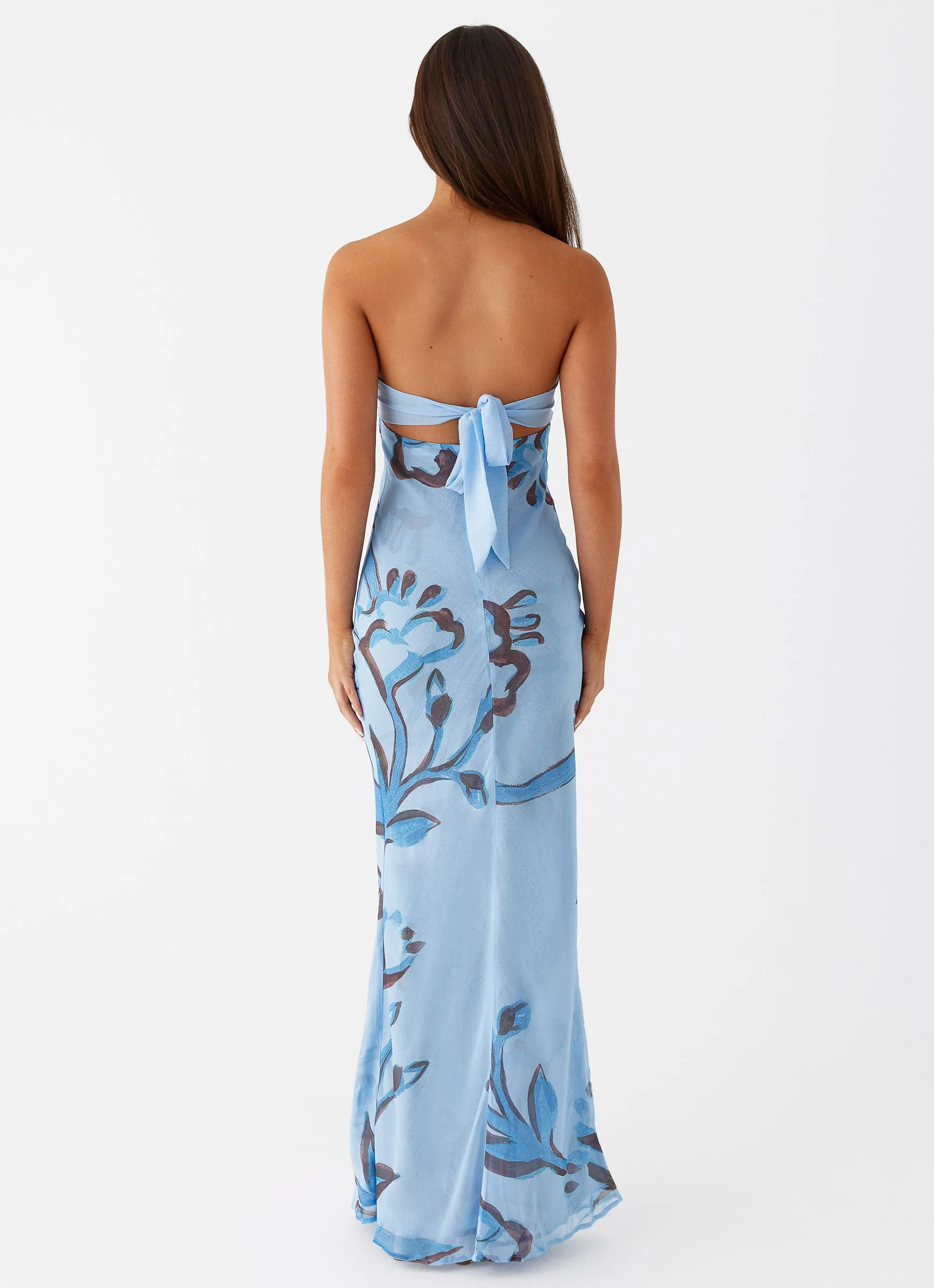 Tropicana Maxi Dress - Blue Floral Lightweight-Structure garden party