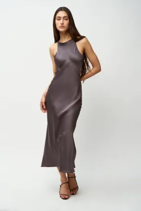 Glossy-Finish Lina Midi Dress