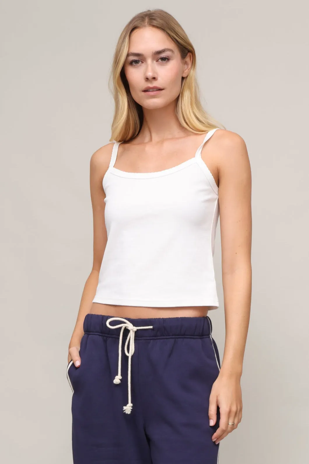 Lines Scalloped Edge Tank V-neck Shirt