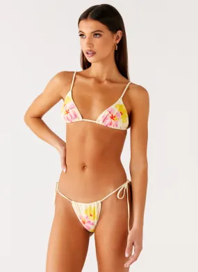 Water Repellent Zipper Comfort waistband Lissy Bikini Bottoms - Yellow Flower
