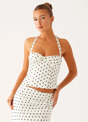 Breanne Top - White Polka Dot SweatAbsorbent