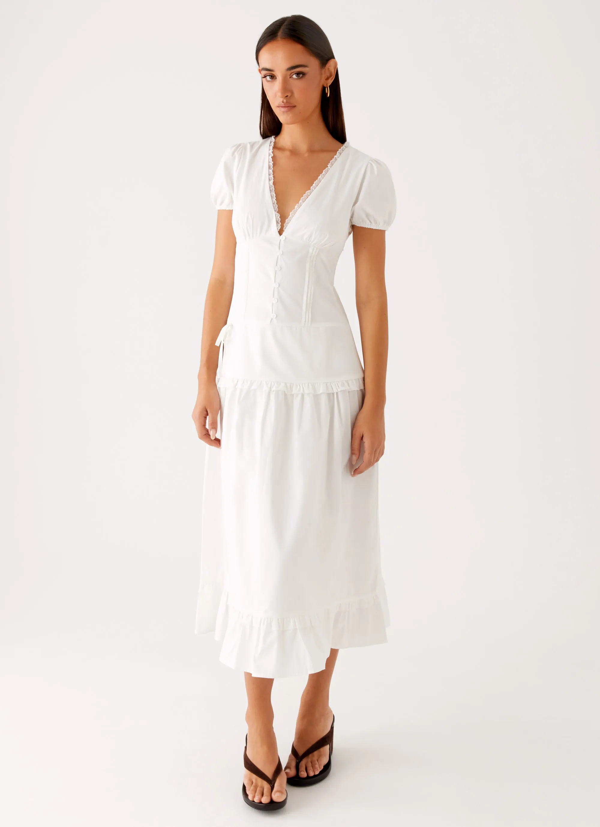 Sophisticated cocktail dress Neutral Look London Midi Dress - White