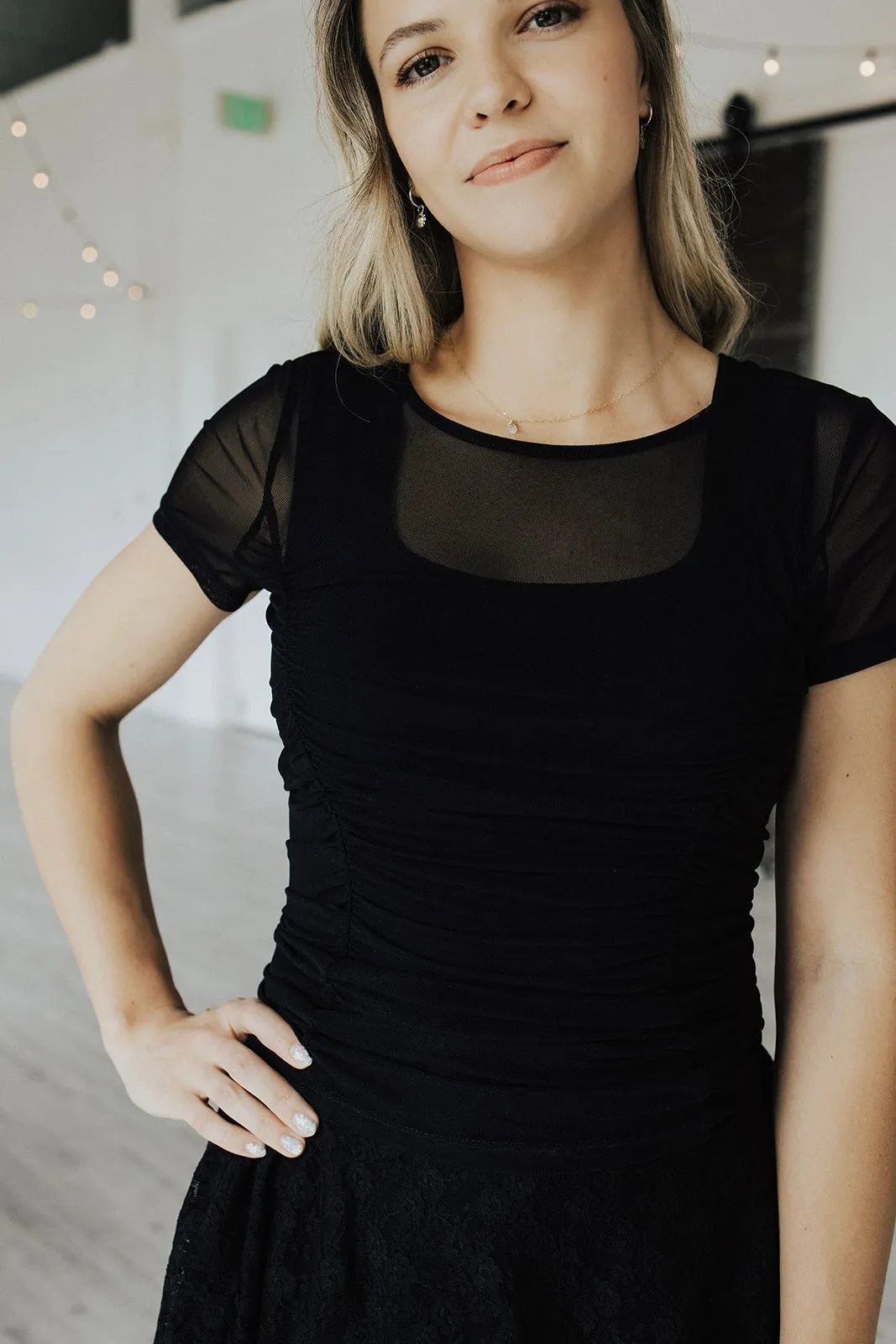 Flowy Tunic Lonely Millionaire Ruched Mesh Top