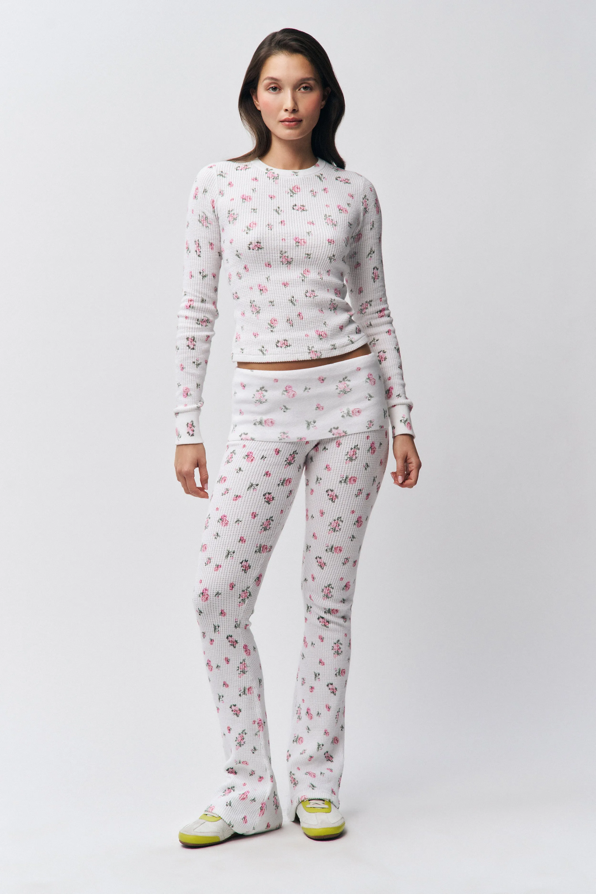 Long Sleeve Thermal Top Sheer Overlay Material