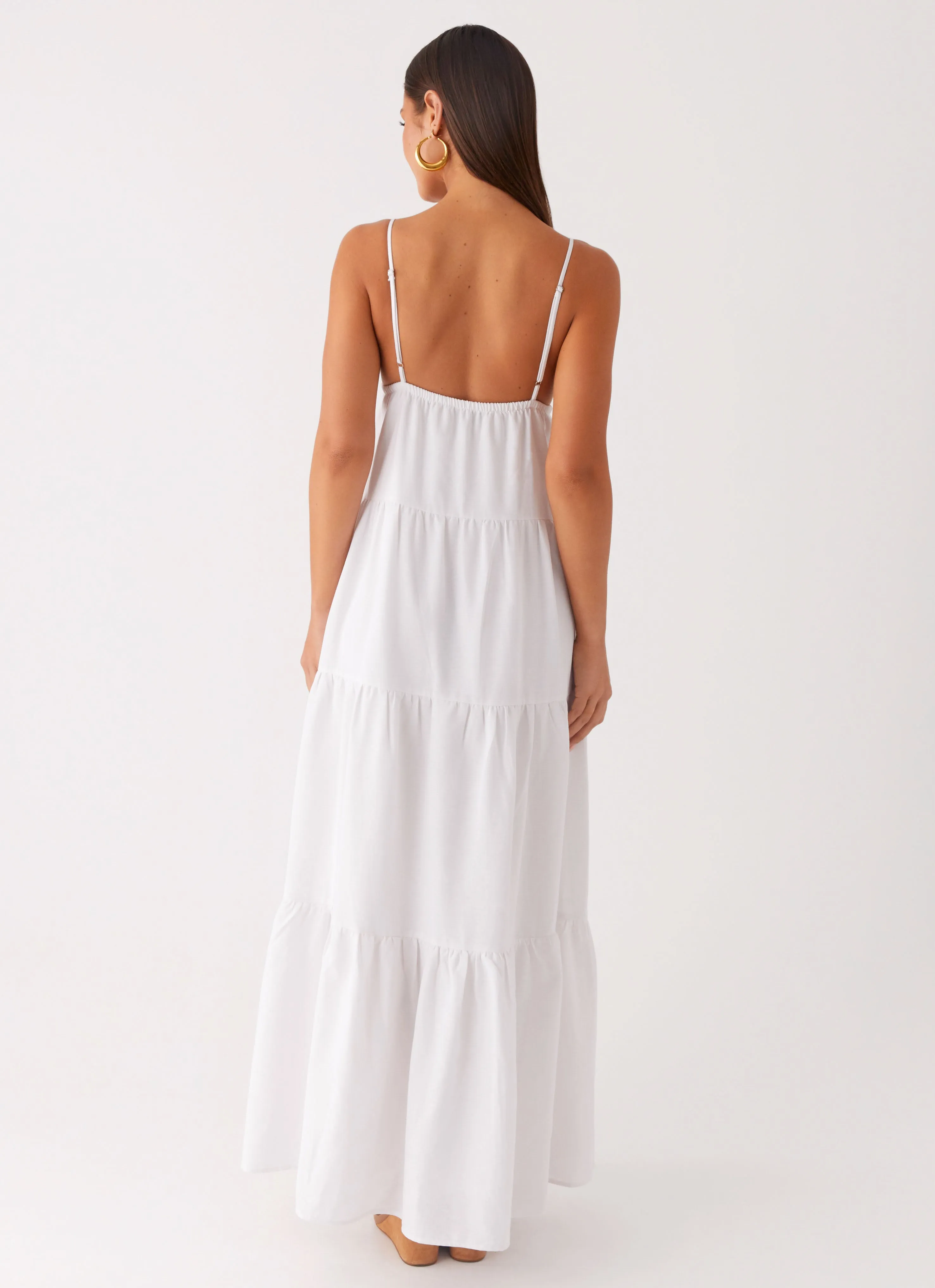 Light Attitude Graceful Ease Lotty Linen Maxi Dress - White