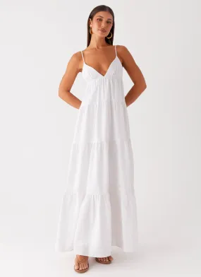 Lotty Linen Maxi Dress - White Style Blend Petite-Size