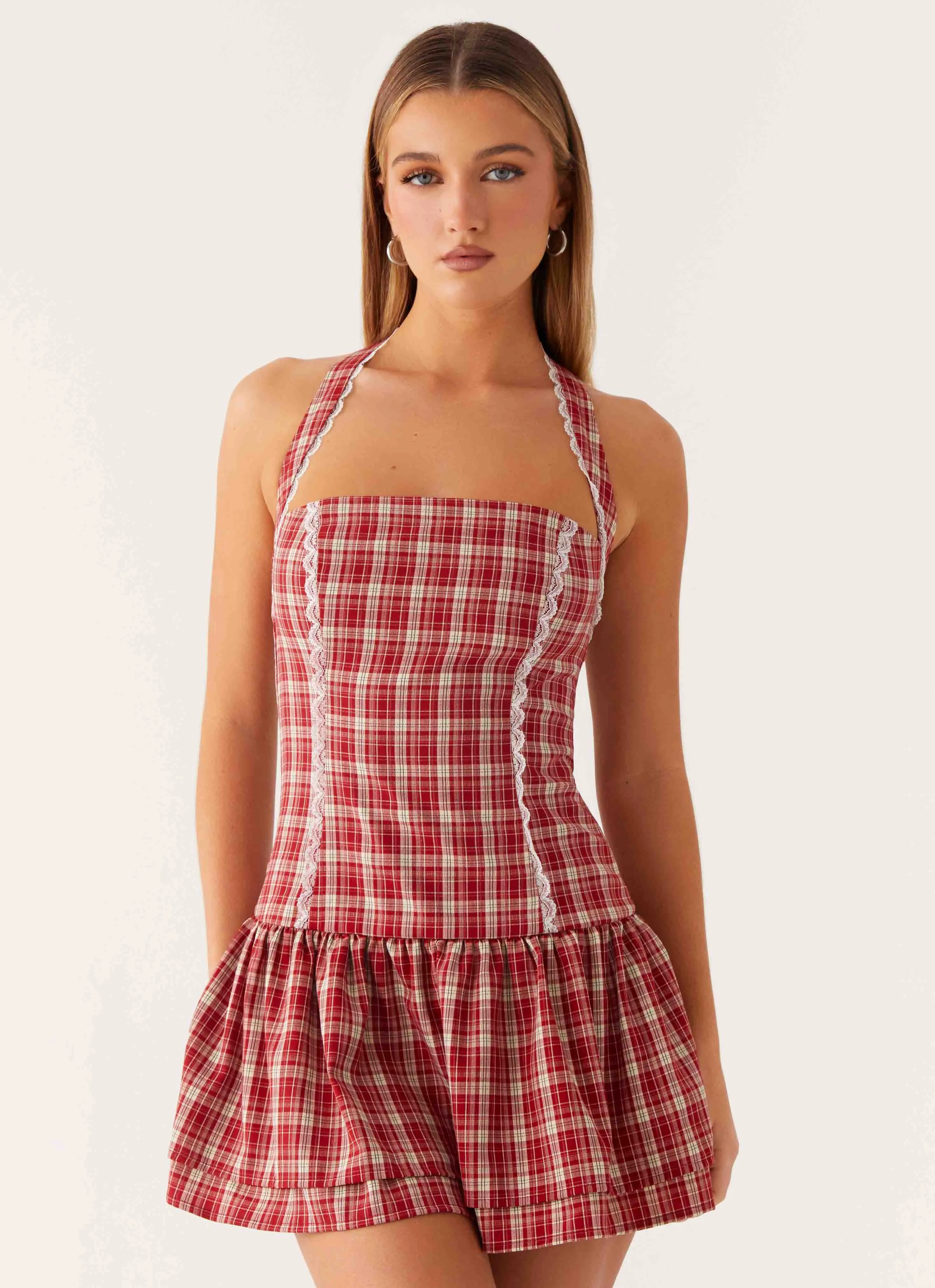 Lotus Dream Mini Dress - Ruby Check Classic Touch