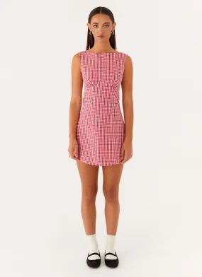 Lotus Tie Back Mini Dress - Red Gingham Summer Outfit