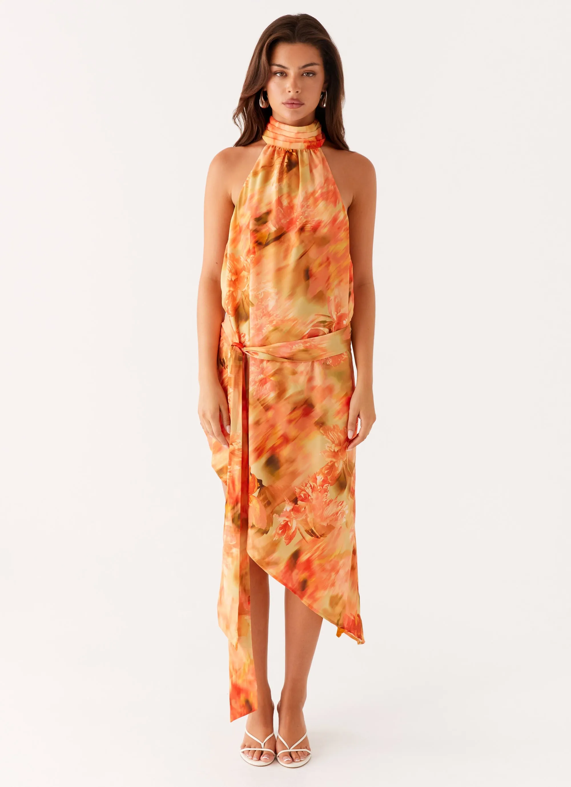 Lou Midi Dress - Sunset Floral Lightweight-Comfort Travel Light