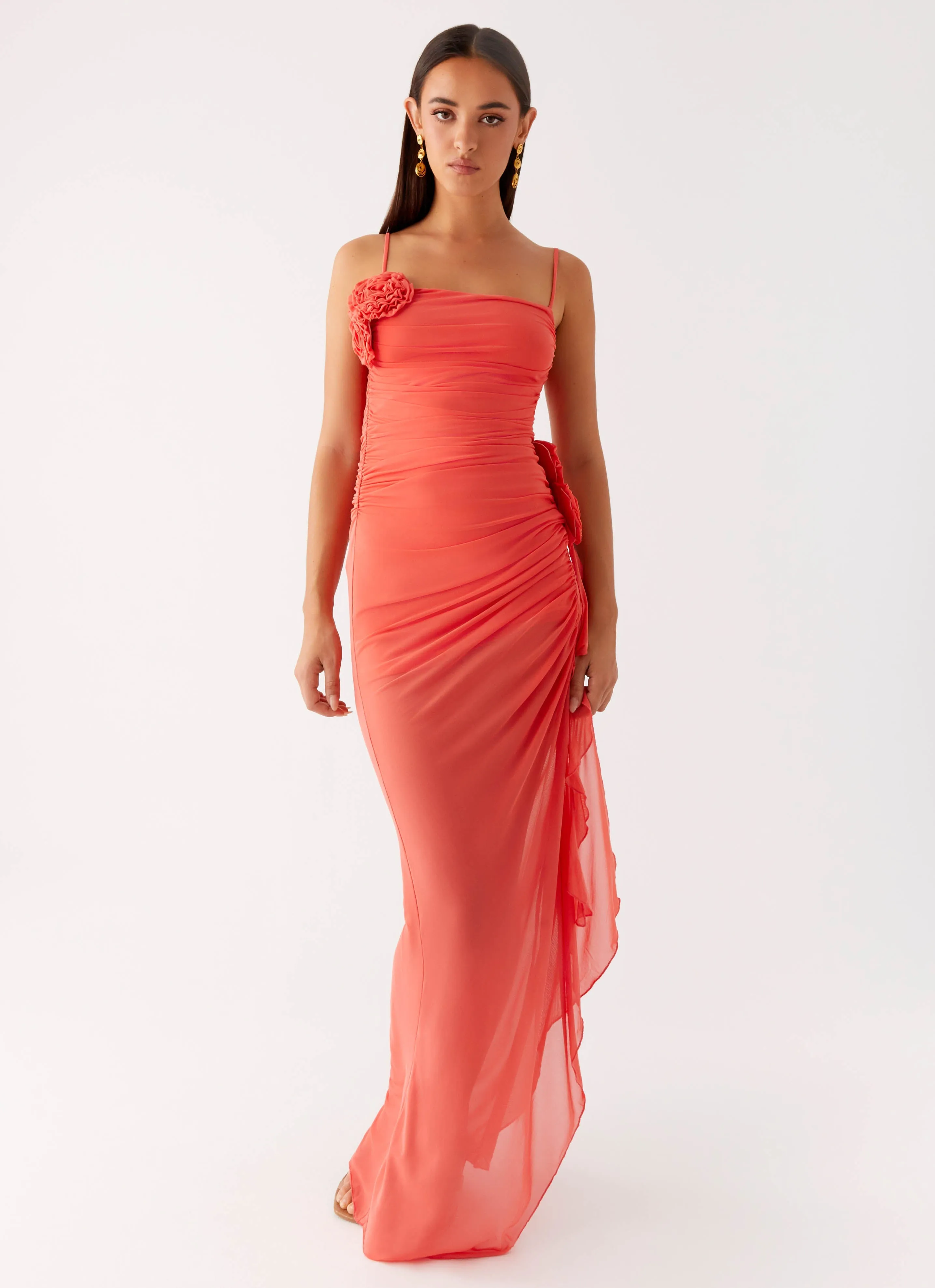 Simple yet sophisticated gown Louana Maxi Dress - Coral