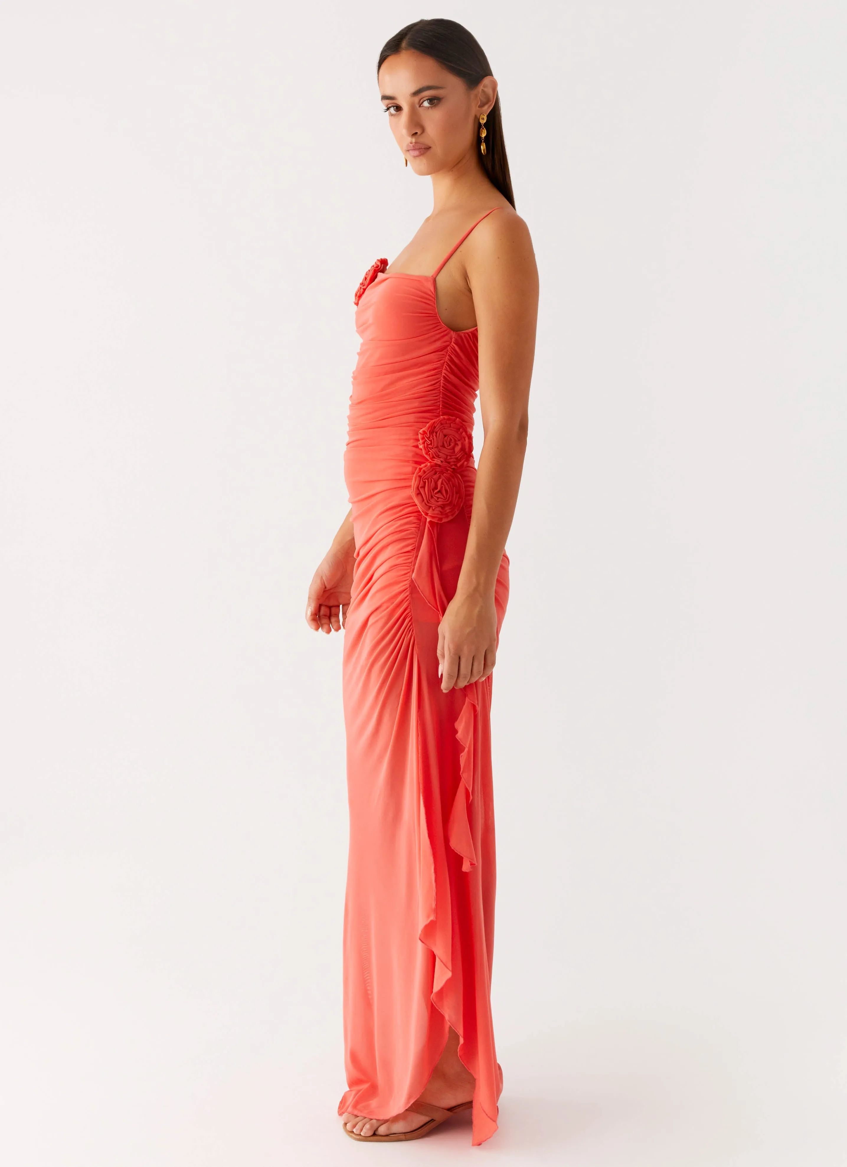 Louana Maxi Dress - Coral Coastal Chic Lightweight Layer
