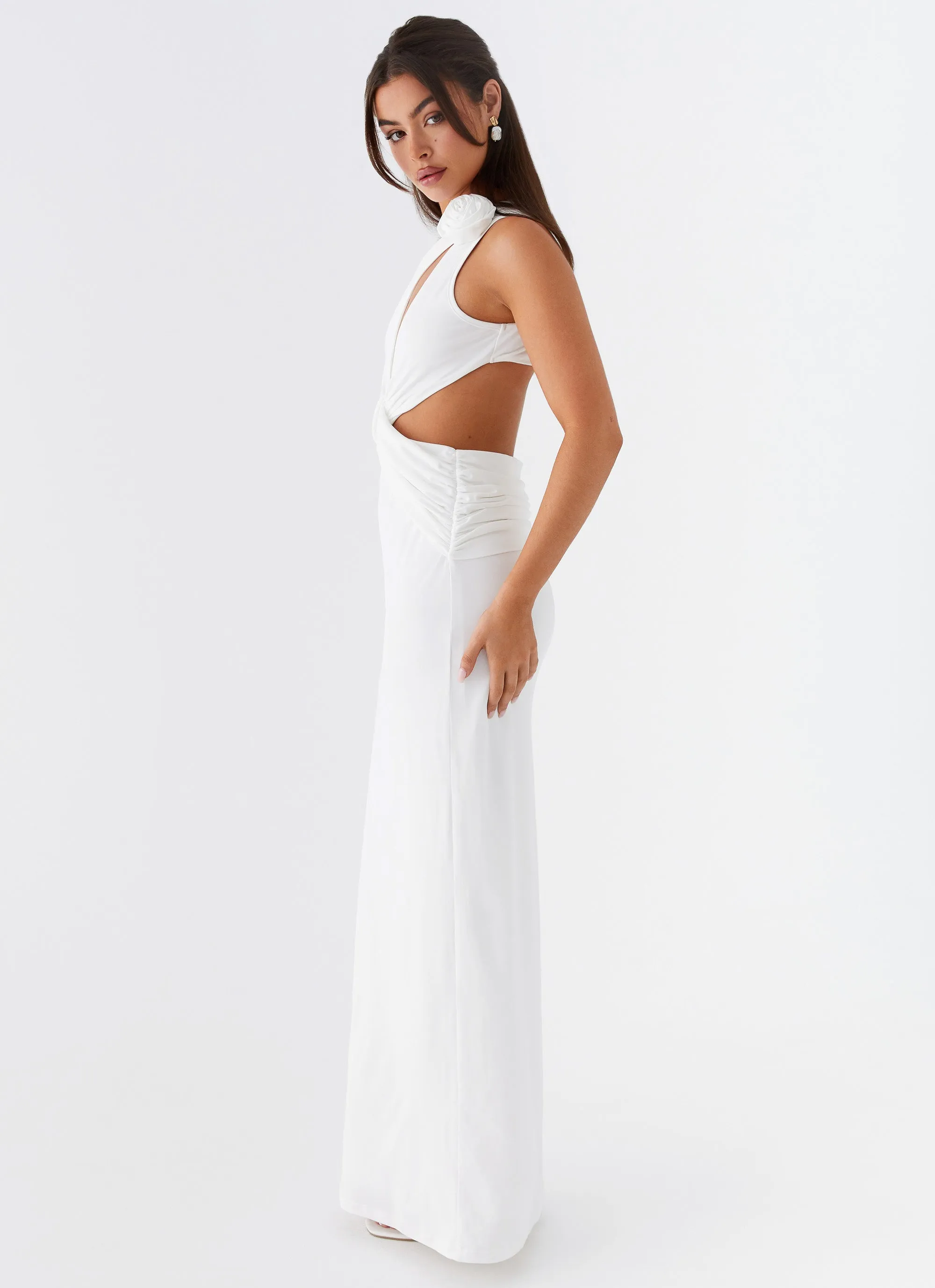 Lovesome Rosa Maxi Dress - White Youthful Look Fresh Texture