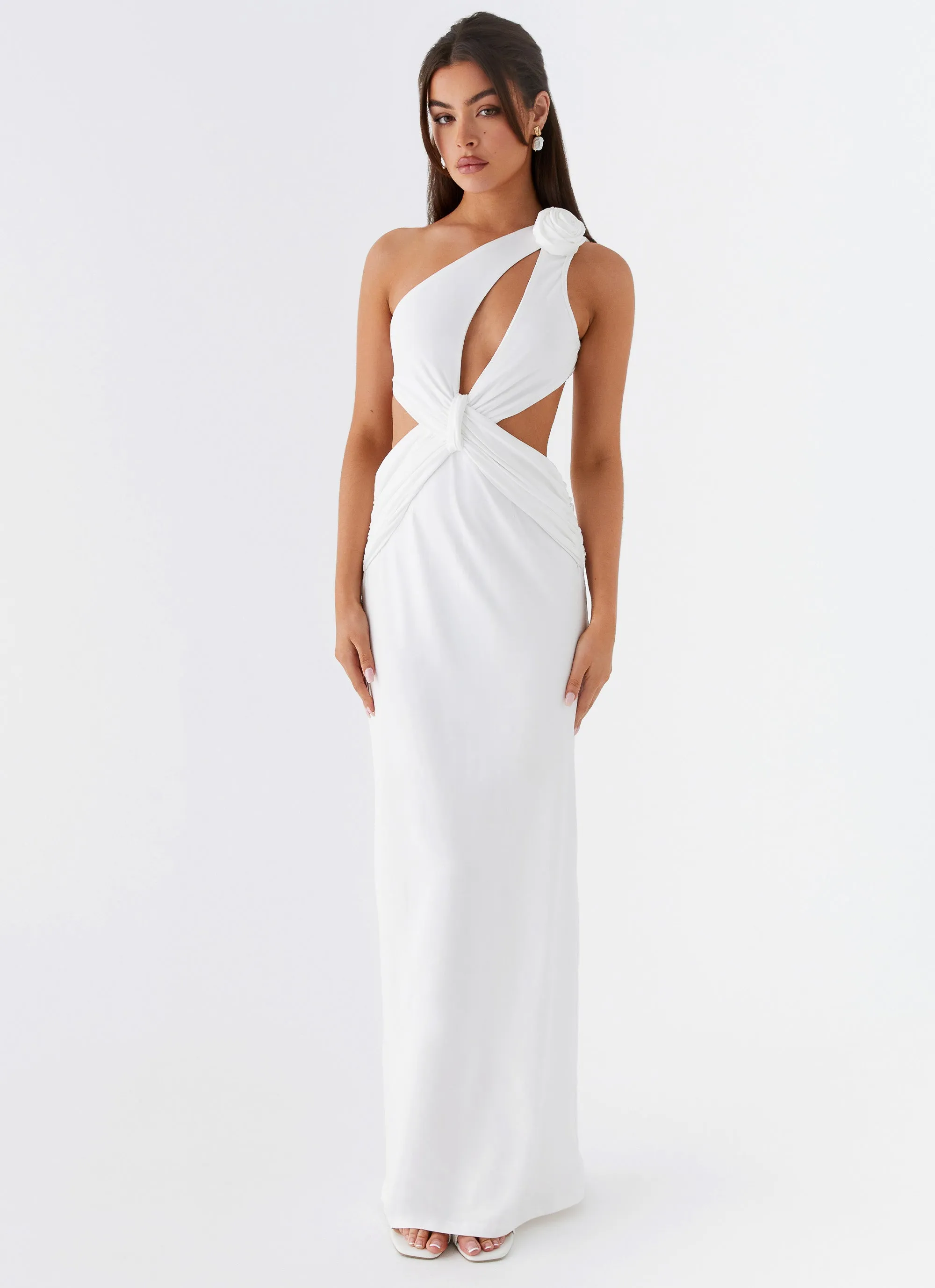 Lovesome Rosa Maxi Dress - White Pleated design