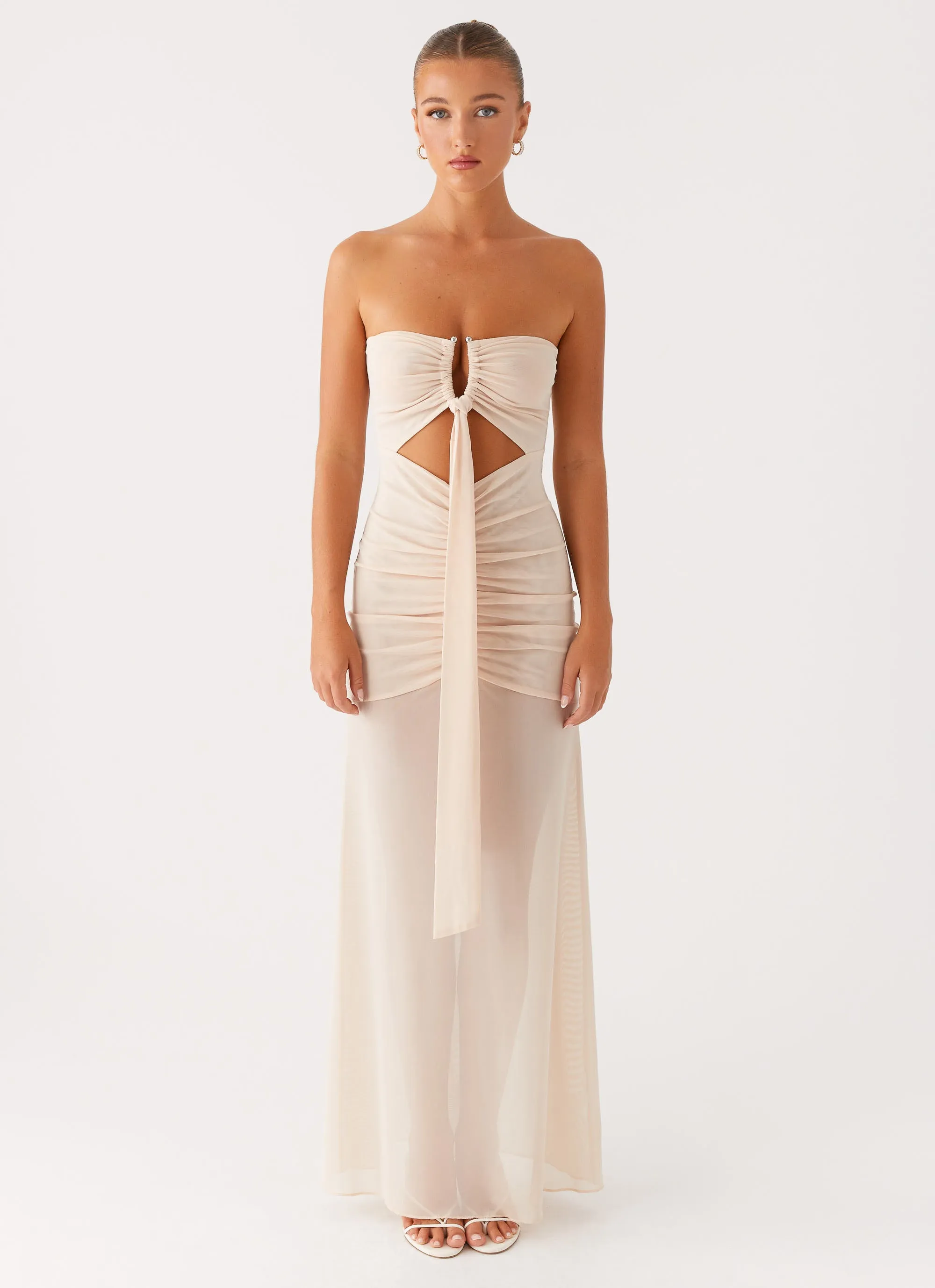 Blush Glow Breathable-Lining Lovie Maxi Dress - Beige