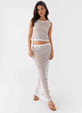 Lovina Shell Knit Maxi Skirt - White Wardrobe Hero Sustainable Innovation