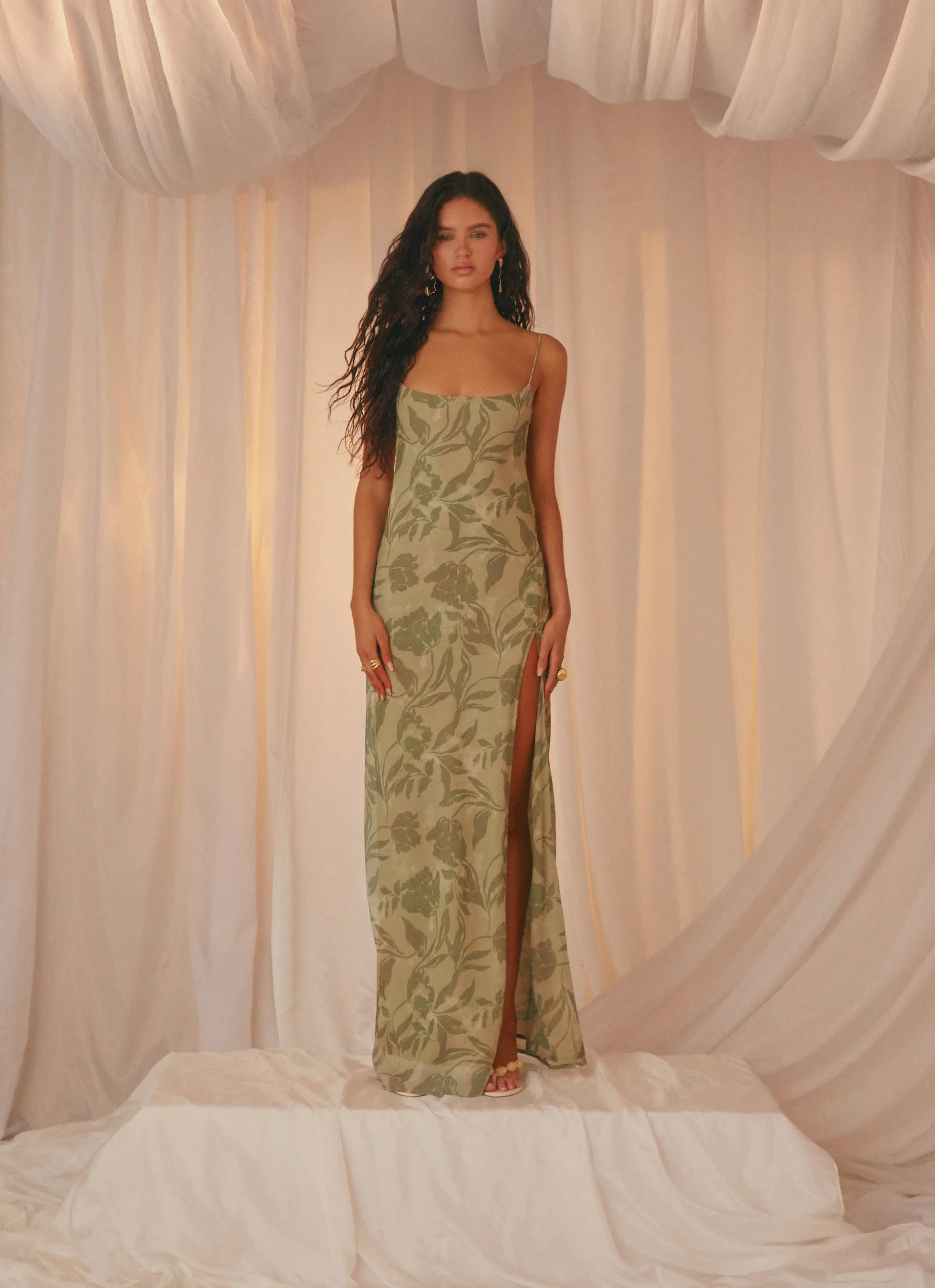 Alouette Maxi Dress - Jade Fern Back-Zip