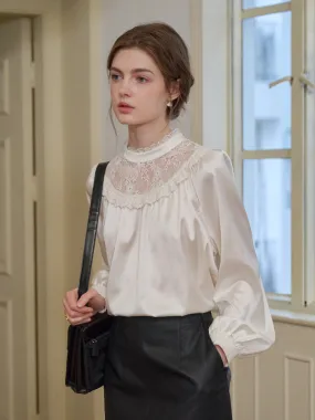 Kelly Stand Collar Lace Blouse Smooth Zipper Integration Thermochromic Color Shift Tech