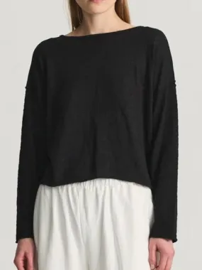The Lou Top- Black DroppedShoulder NonScratchSurface