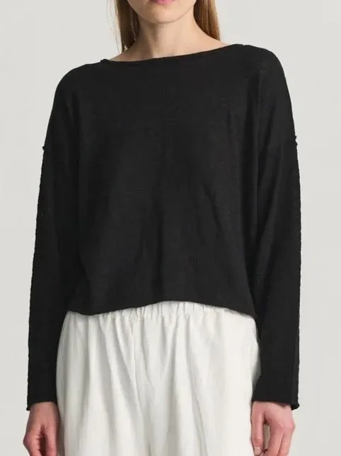 The Lou Top- Black DroppedShoulder NonScratchSurface